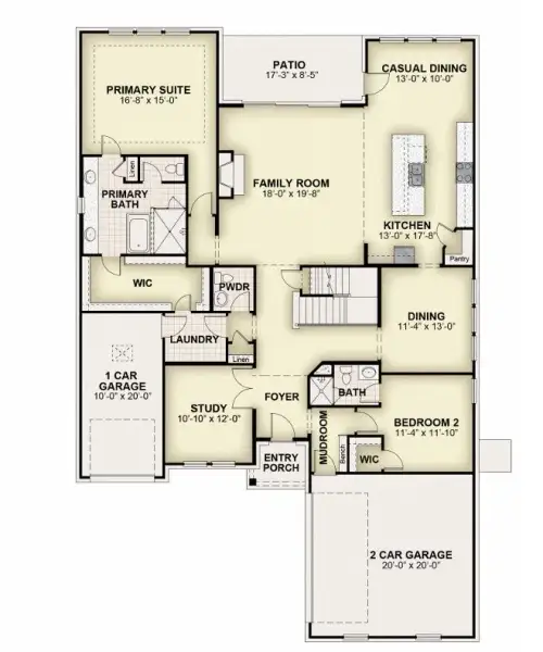 2D floor plan layout for the Alexander - 60 Ft Home Site by Rockwell Homes in Nelson Lake Estates, Rockwall, TX (Image 7).