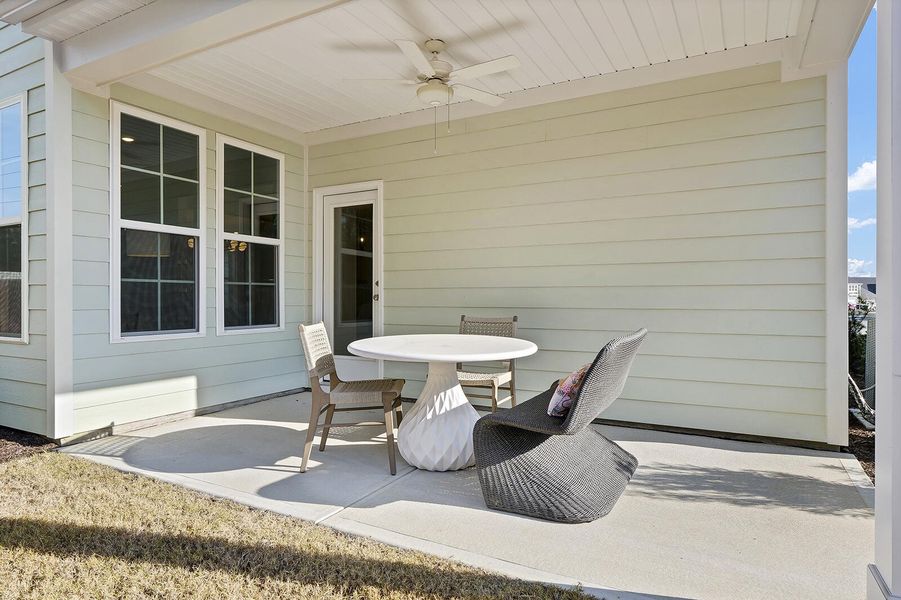 Exterior details and patio area of a home in Hewing Farms, Summerville (Image 3).