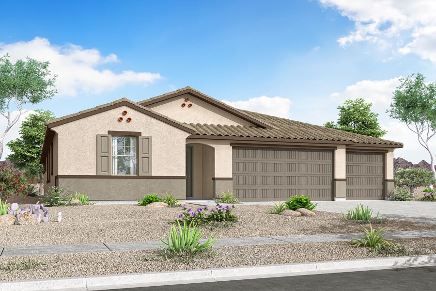 Representative exterior photo of a completed home built from the Crimson by Mattamy Homes in Las Ventanas, Goodyear, AZ (Image 20). Representative exterior photo of a completed home built from the Crimson by Mattamy Homes in Las Ventanas, Goodyear, AZ (Image 20).