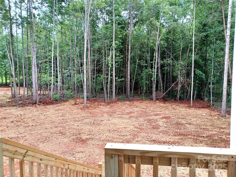 Rear yard is partially cleared for entertaining but surrounded by peaceful shady woods...