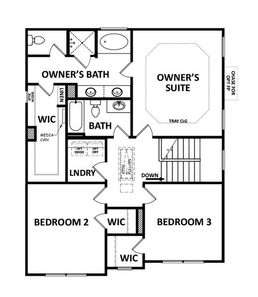 2D floor plan layout for the (GA)The Jackson | Front Entry by Reliant Homes in Woodland Hills, Loganville, GA (Image 5).