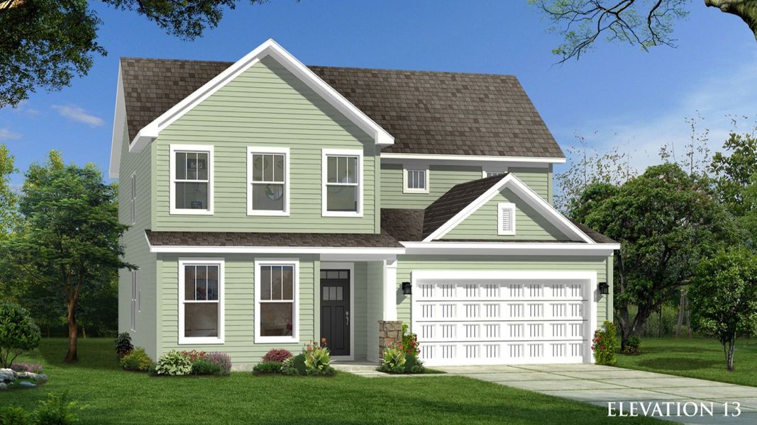 Representative exterior photo of a completed home built from the Drayton by DRB Homes in Woodglen, Piedmont, SC (Image 28).