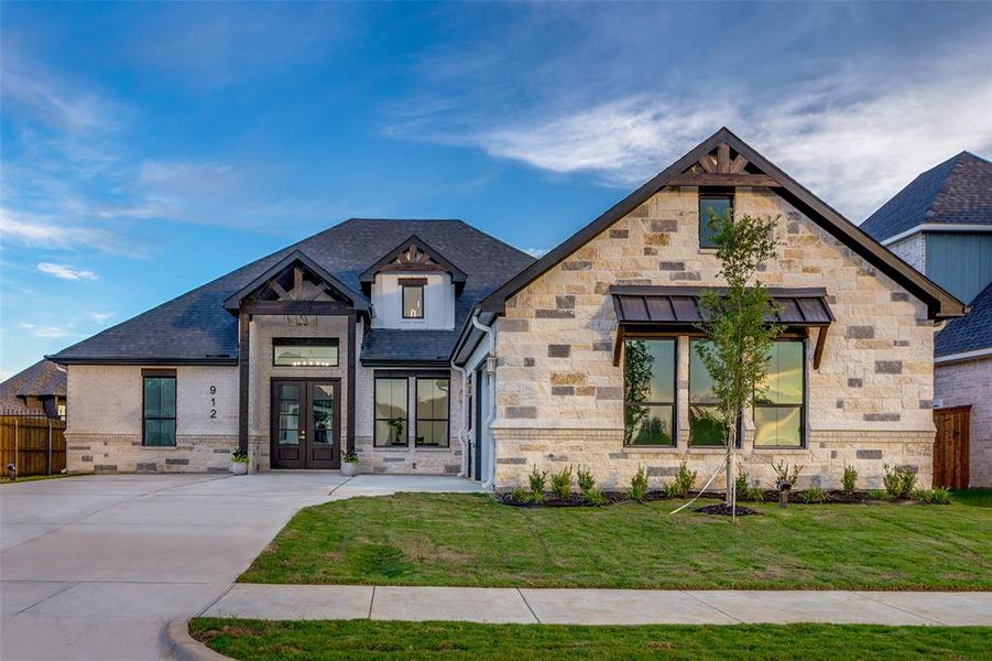Front exterior of a new home in , Burleson, TX, highlighting curb appeal (Image 1). Front exterior of a new home in , Burleson, TX, highlighting curb appeal (Image 1).