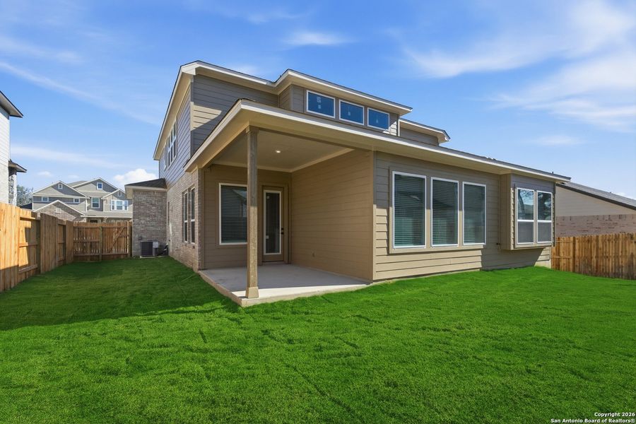 Exterior details and patio area of a home in Buffalo Crossing, Cibolo (Image 25).