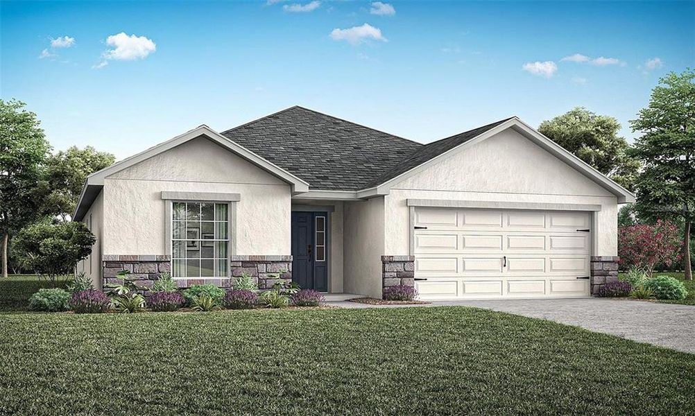 Front exterior of a new home in Cypress Ridge Ranch, Wimauma, FL, highlighting curb appeal (Image 1).