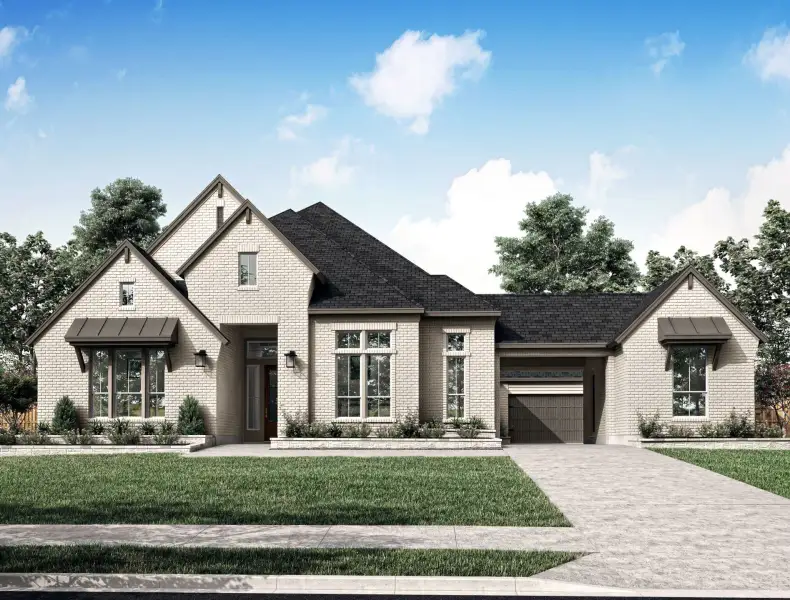 Front exterior of a new home in Legacy Grove, Montgomery, TX, highlighting curb appeal (Image 2). Front exterior of a new home in Legacy Grove, Montgomery, TX, highlighting curb appeal (Image 2).