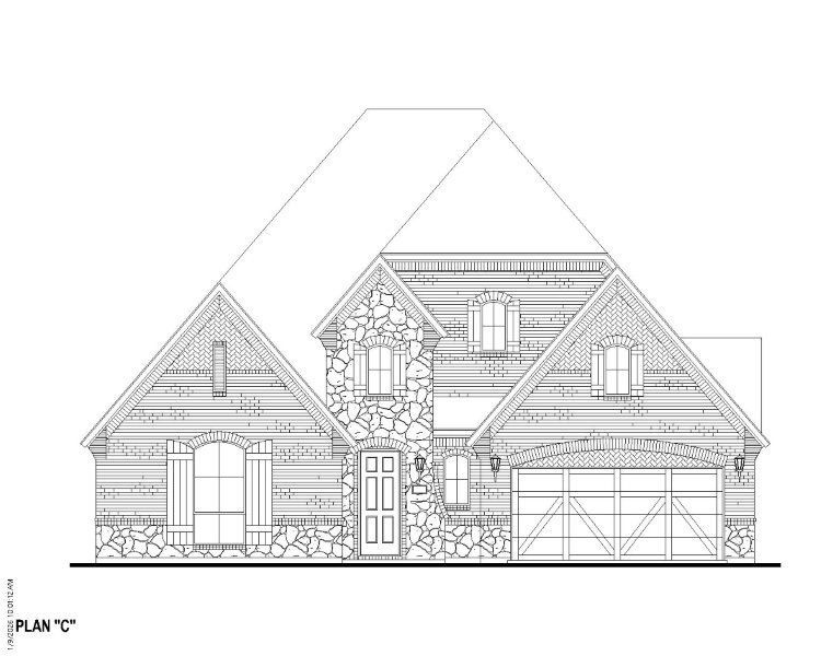 Plan 1631 Elevation C w/ Stone