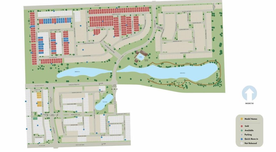 Front exterior of a new home in Spring Brook Village - City Series, Houston, TX, highlighting curb appeal (Image 2). Front exterior of a new home in Spring Brook Village - City Series, Houston, TX, highlighting curb appeal (Image 2).