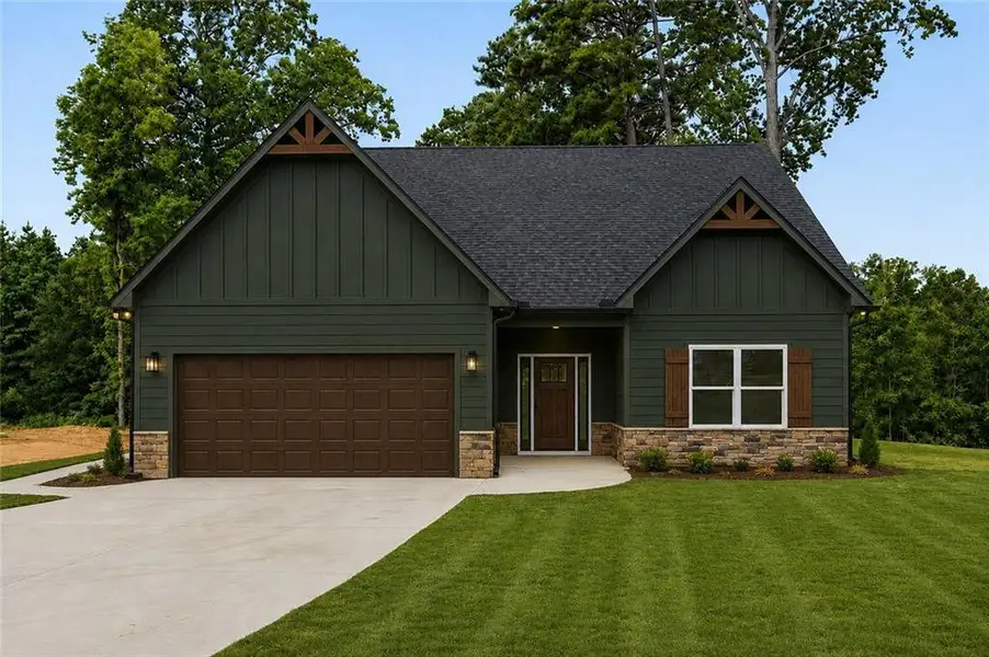 Front exterior of a new home in , Dallas, GA, highlighting curb appeal (Image 1). Front exterior of a new home in , Dallas, GA, highlighting curb appeal (Image 1).