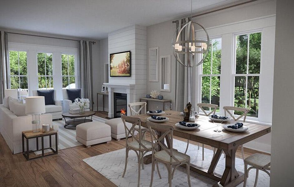 Furnished interior view inside a new home in Heron's Walk at Summers Corner: Row Collection, Summerville (Image 7).