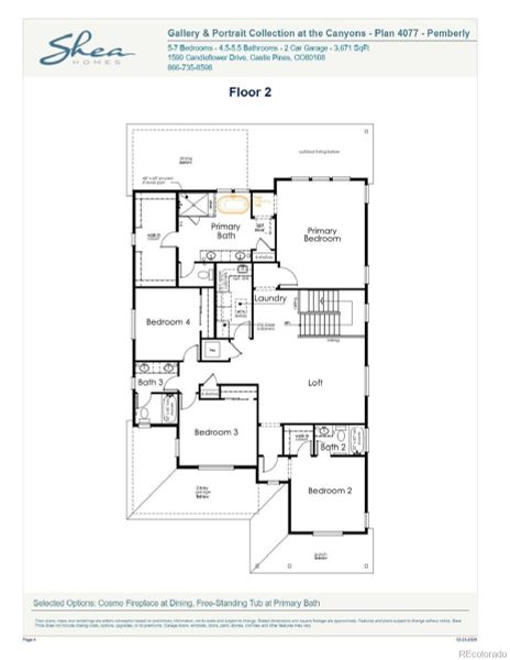 2D floor plan layout of this home in Gallery at The Canyons, Castle Pines, CO (Image 7).
