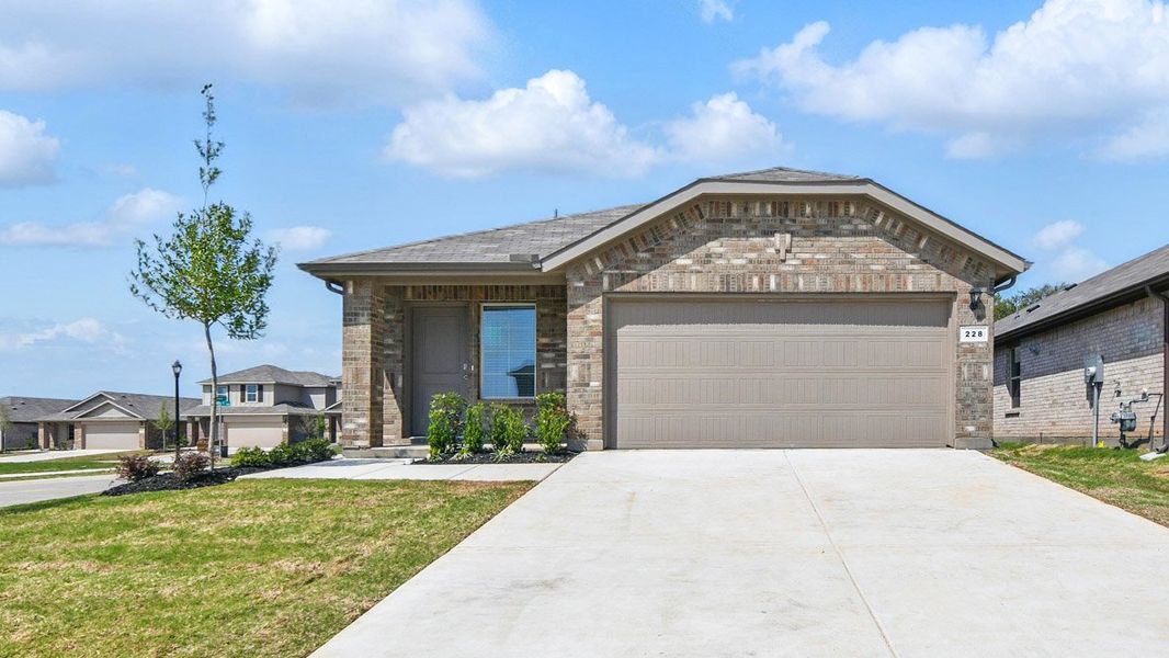 Representative exterior photo of a completed home built from the Diana by D.R. Horton in The Hills at Reunion, Newark, TX (Image 1). Representative exterior photo of a completed home built from the Diana by D.R. Horton in The Hills at Reunion, Newark, TX (Image 1).