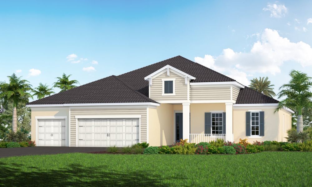 Representative exterior photo of a completed home built from the Kiawah 2 by Neal Communities in Windward, Sarasota, FL (Image 2). Representative exterior photo of a completed home built from the Kiawah 2 by Neal Communities in Windward, Sarasota, FL (Image 2).