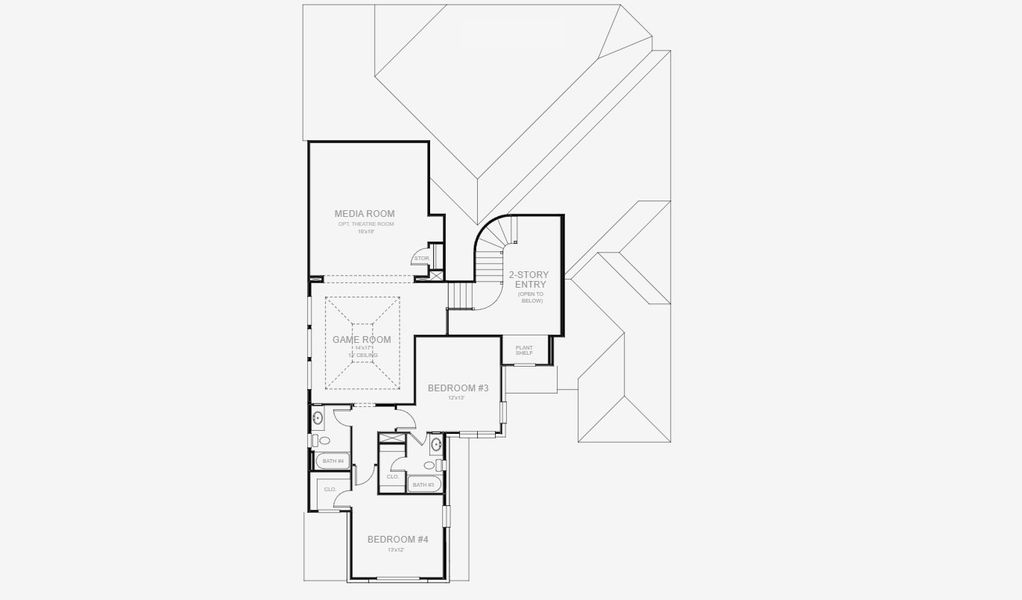 2D floor plan layout for the 3774W by Perry Homes in Eldorado At Santa Rita Ranch 60', Liberty Hill, TX (Image 4). 2D floor plan layout for the 3774W by Perry Homes in Eldorado At Santa Rita Ranch 60', Liberty Hill, TX (Image 4).