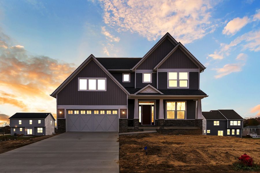 Representative exterior photo of a completed home built from the The Chesterfield by Norfolk Homes in Valleys, Jackson, MI (Image 30).