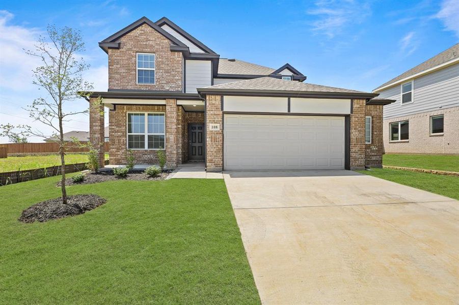 Front exterior of a new home in Burgess Meadows, Cleburne, TX, highlighting curb appeal (Image 1). Front exterior of a new home in Burgess Meadows, Cleburne, TX, highlighting curb appeal (Image 1).
