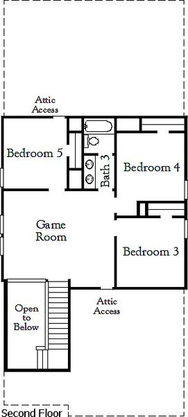 2D floor plan layout for the Lynn II by Coventry Homes in The Parklands, Santa Clara, TX (Image 4).