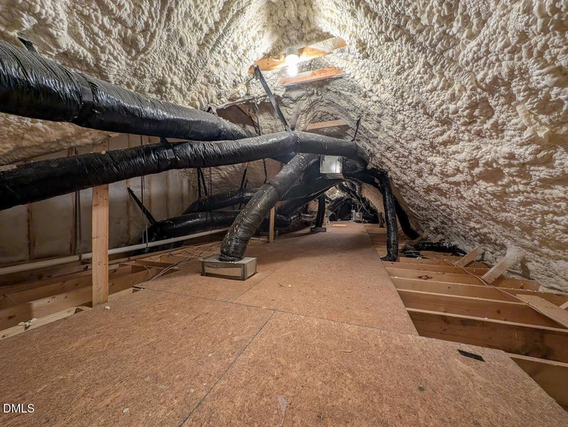 Floored and spray foam attic