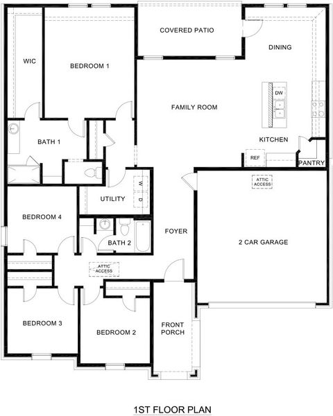 2D floor plan layout for the DEAN by D.R. Horton in Waverly Estates, Josephine, TX (Image 3). 2D floor plan layout for the DEAN by D.R. Horton in Waverly Estates, Josephine, TX (Image 3).
