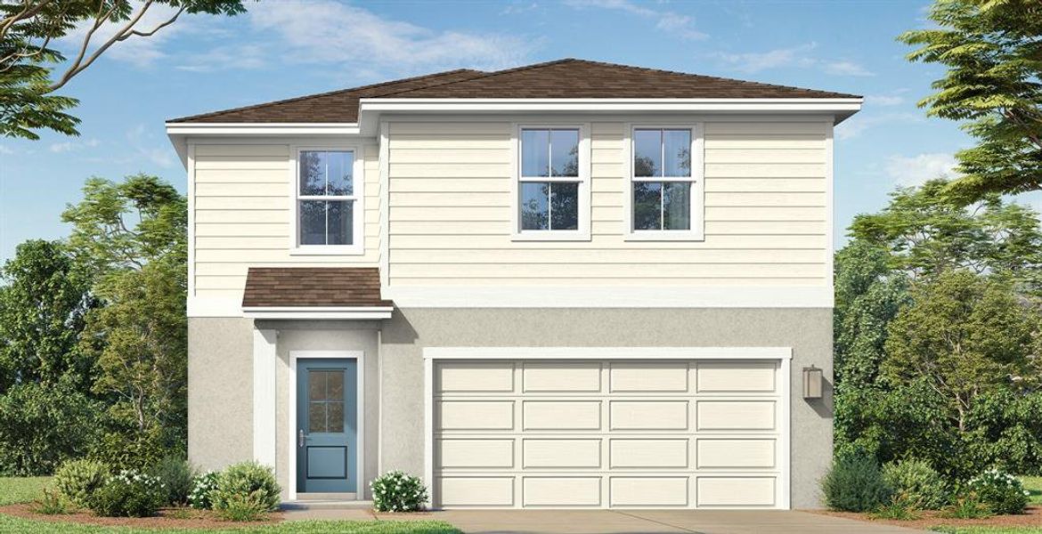 Front exterior of a new home in Willowbrook North, Winter Haven, FL, highlighting curb appeal (Image 1). Front exterior of a new home in Willowbrook North, Winter Haven, FL, highlighting curb appeal (Image 1).
