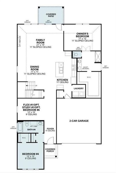 2D floor plan layout of this home in Prairie Ridge at Goodland, Venus, TX (Image 6).