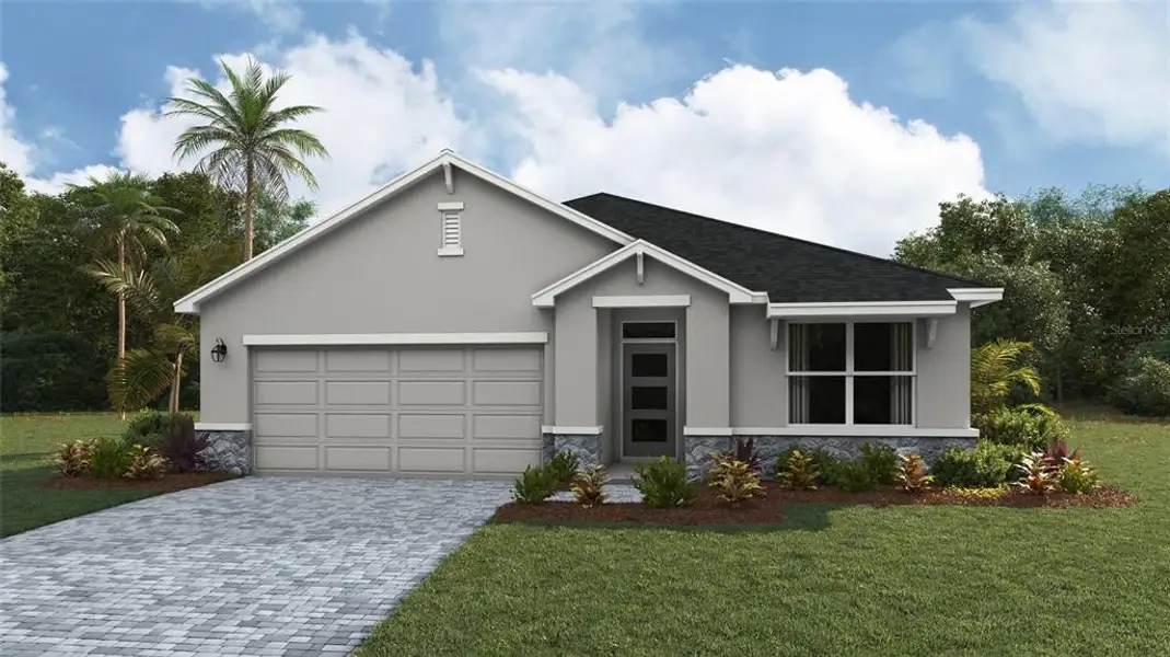 Front exterior of a new home in Legacy Preserve, Parrish, FL, highlighting curb appeal (Image 1).