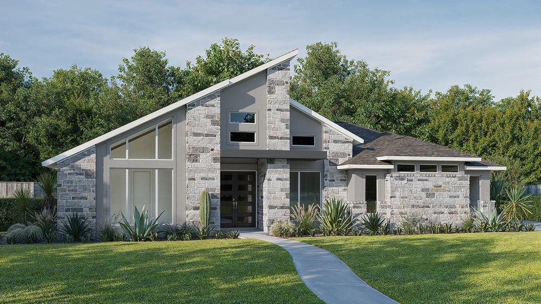 Representative exterior photo of a completed home built from the 3274A by Perry Homes in Vintage Oaks, New Braunfels, TX (Image 3). Representative exterior photo of a completed home built from the 3274A by Perry Homes in Vintage Oaks, New Braunfels, TX (Image 3).