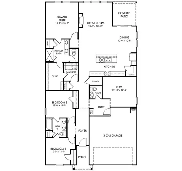 2D floor plan layout of this home in Crossing at Abner Creek, Greer, SC (Image 2). 2D floor plan layout of this home in Crossing at Abner Creek, Greer, SC (Image 2).