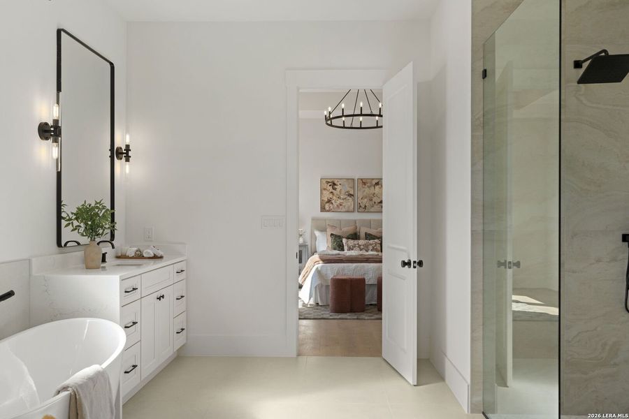Furnished interior view inside a new home in , Bandera (Image 39).