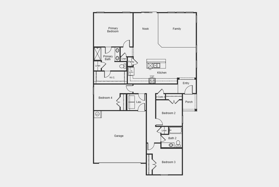 2D floor plan layout for the 1844 by KB Home in Cottages at Clovis Point, Kings Mountain, NC (Image 3). 2D floor plan layout for the 1844 by KB Home in Cottages at Clovis Point, Kings Mountain, NC (Image 3).