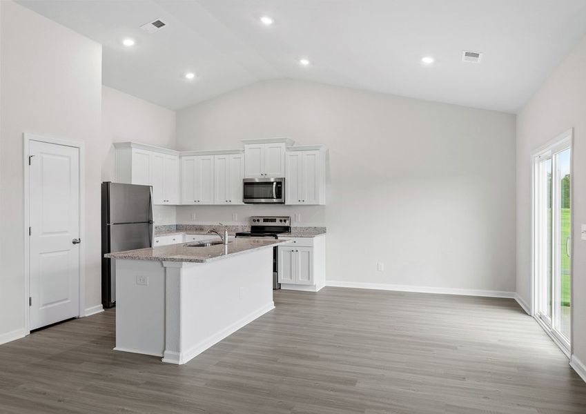 The kitchen has a granite countertop