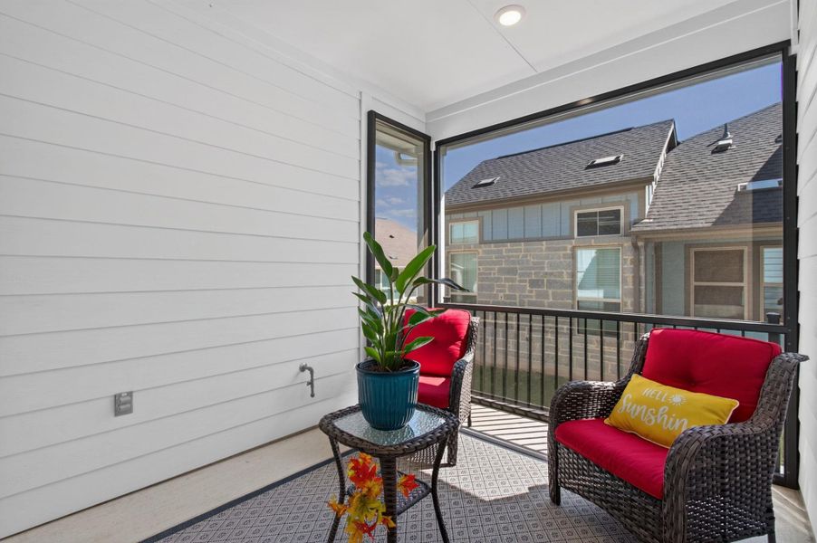 Relax and unwind on this private, screened patio, offering a tranquil outdoor retreat. Relax and unwind on this private, screened patio, offering a tranquil outdoor retreat.