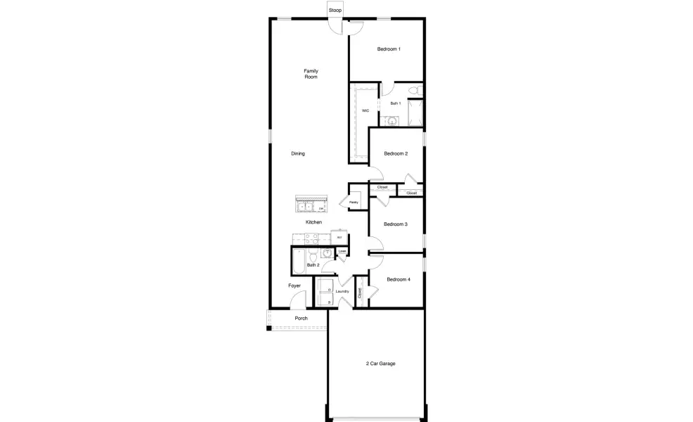 2D floor plan layout for the Estero by D.R. Horton in The Wells, Mineral Wells, TX (Image 4).