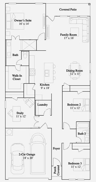 2D floor plan layout of this home in Grand Magnolia, Magnolia, TX (Image 2).