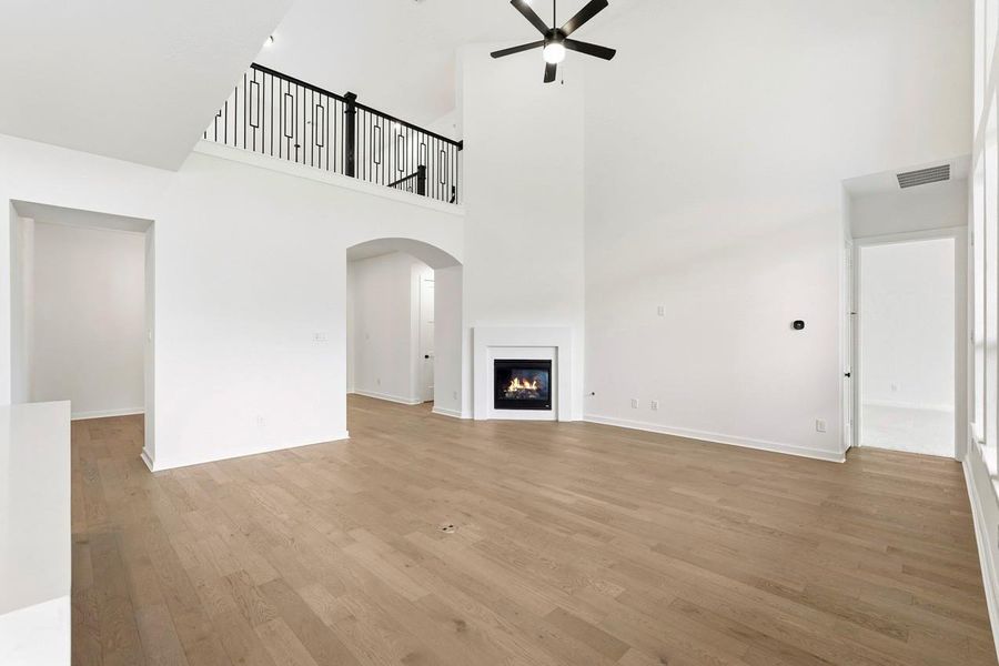 Soaring two story family room