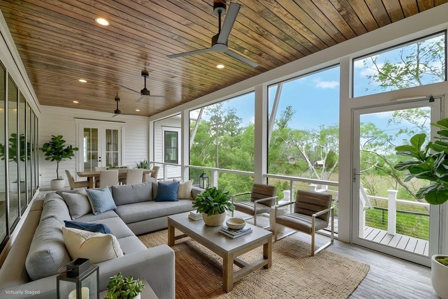 Exterior details and patio area of a home in Daniel Island Park, Charleston (Image 4).
