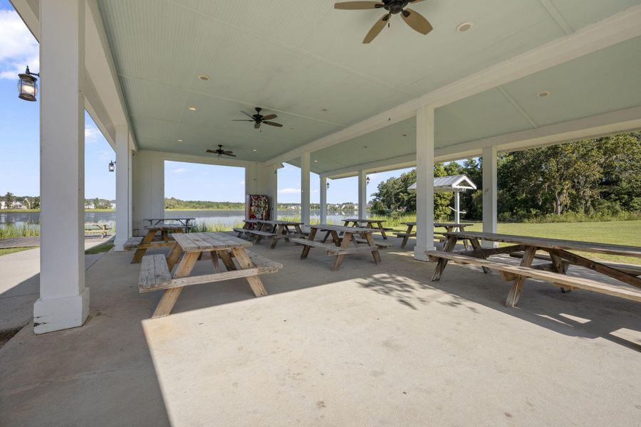 Exterior details and patio area of a home in High Point at Foxbank, Moncks Corner (Image 29).