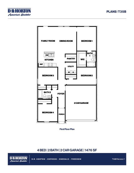 2D floor plan layout for the Plan by D.R. Horton in Watermark, Alvin, TX (Image 3).