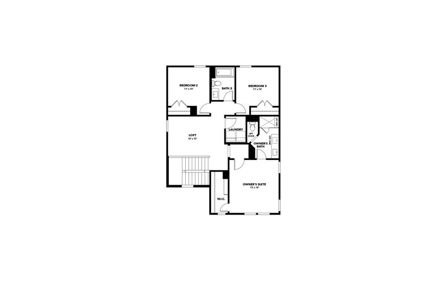 2D floor plan layout for the Doyle III by DRB Homes in Infinity Square, Kyle, TX (Image 4).