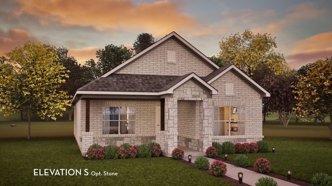 Representative exterior photo of a completed home built from the Emerald by CastleRock Communities in Infinity Square, Kyle, TX (Image 16).