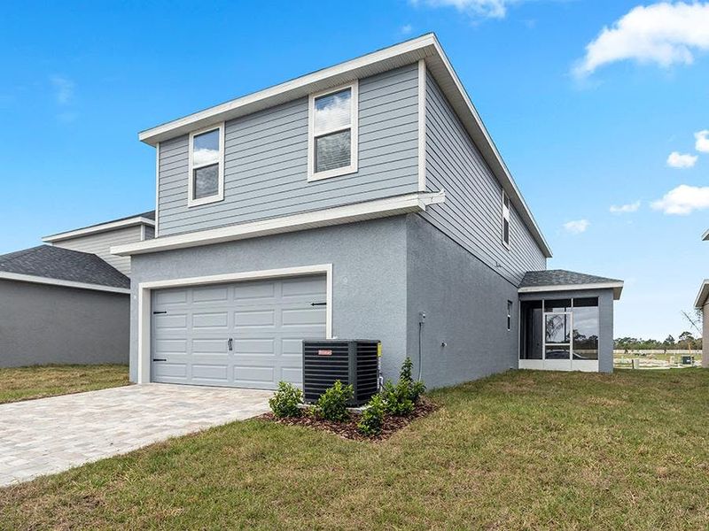 The Brynn bungalow includes an attached 2-car garage, located at the rear of the home.
