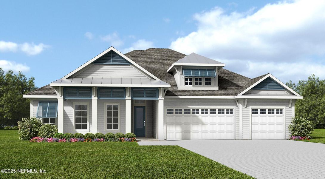 Front exterior of a new home in Madeira, St. Augustine, FL, highlighting curb appeal (Image 2).