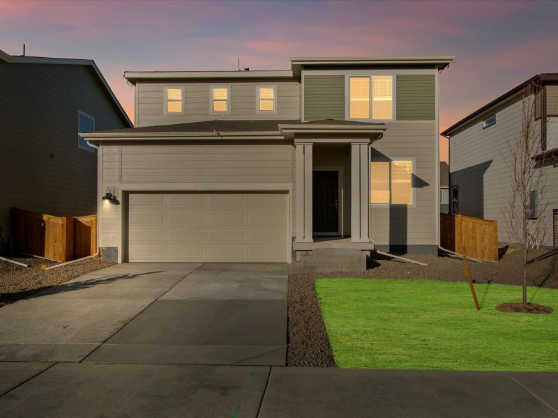 The Pagosa floorplan exterior image taken at a Meritage Homes community in Northern Colorado.