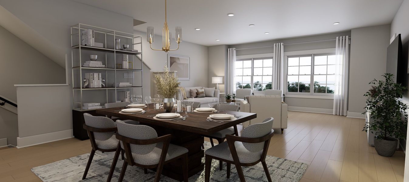 Representative furnished interior of a home built from the Atlas End Unit by Baker Residential in Atwater Station - Midtown Collection, Fuquay Varina (Image 11).