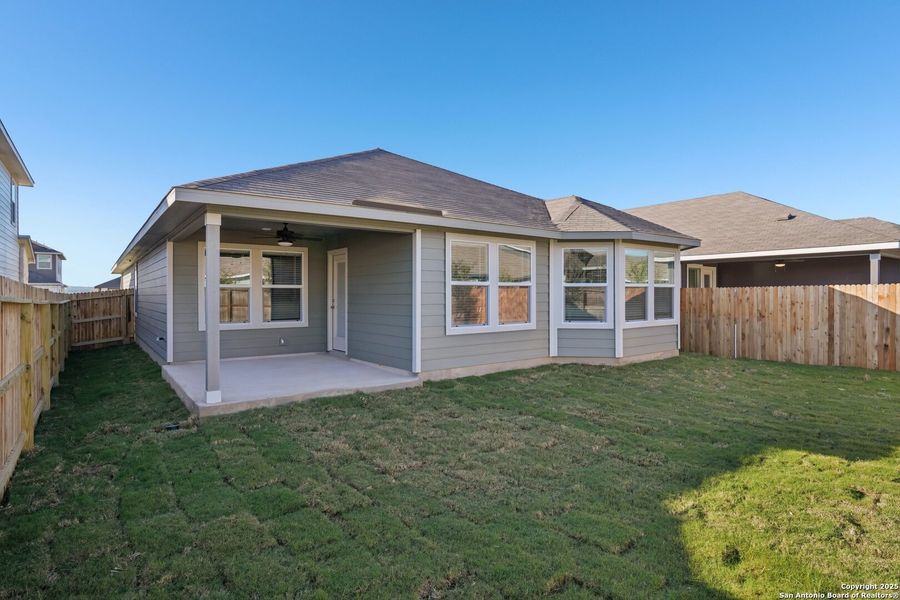 Exterior details and patio area of a home in Estancia Ranch - Premier Series, San Antonio (Image 3). Exterior details and patio area of a home in Estancia Ranch - Premier Series, San Antonio (Image 3).