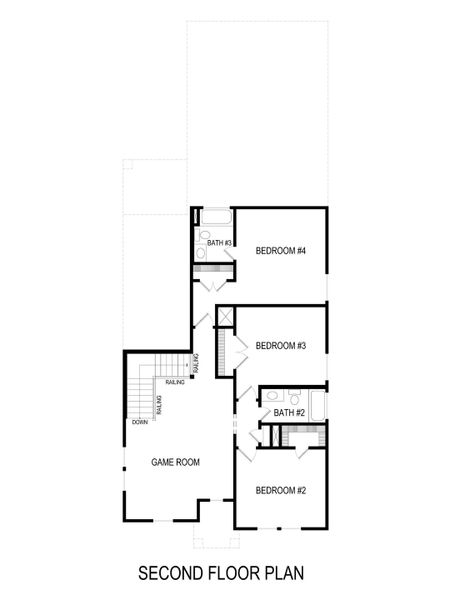 2D floor plan layout for the Granbury R by First Texas Homes in Trails at Cottonwood Creek, Rowlett, TX (Image 5).