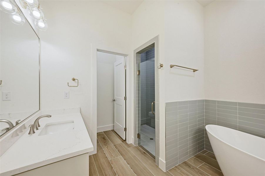 Separate shower and soaking tub