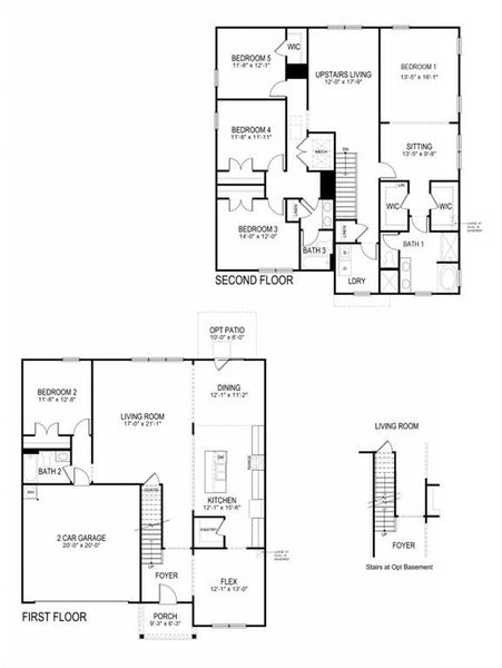 2D floor plan layout of this home in Hamptons at Riverwood South, Dallas, GA (Image 4).