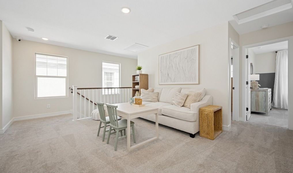 Loft with plush carpeting