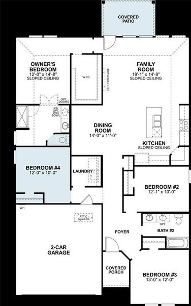 2D floor plan layout of this home in Hunters Ridge, Crowley, TX (Image 3).
